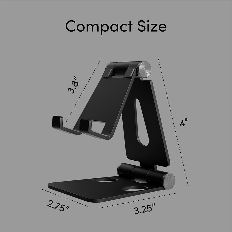 [Australia - AusPower] - TALK WORKS Foldable Phone Stand for Desk - Adjustable Cell Phone Holder Aluminium Folding iPhone Stand – Smartphone Desktop Stands for Cellphone & Small Tablet, Black 