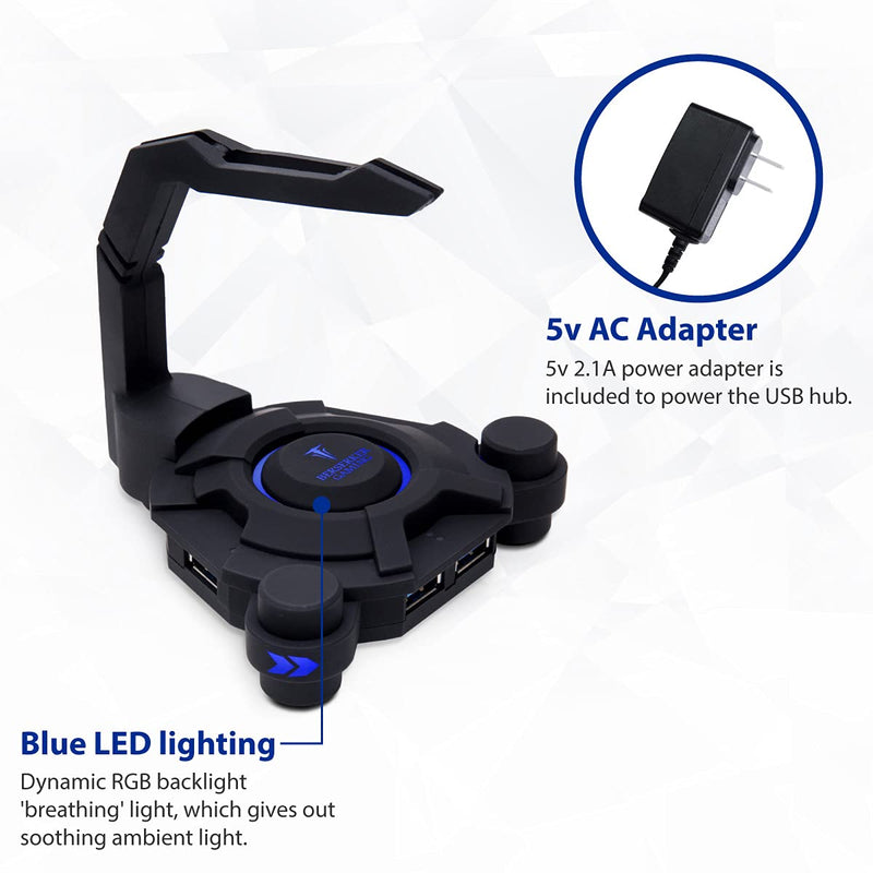 [Australia - AusPower] - Narfi Gaming Mouse Bungee Stand - Blue LED - 4 Port USB 3.0 Hub with Active Power - AC 5V Power Adapter Is Included - PC; Mac; Linux 