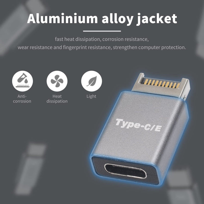 [Australia - AusPower] - Duttek USB C Front Panel Adapter, 10Gbps Type E to USB C Adapter Converter, High Speed 3.1 USB Type-E Male to USB3.1 Type-C Female Motherboard Internal Adapter for Computer. 