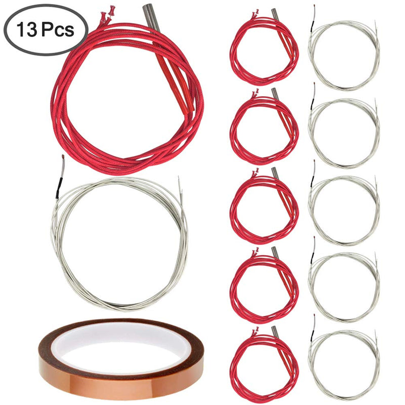 [Australia - AusPower] - AFUNTA 12 PCS 12V 40W 620 Ceramic Cartridge Heater and NTC Thermistor 100K 3950 Fit 3D Printer & Heat High Temperature Resistant Adhesive Polyimide Tape for Electric Task - Red & White 