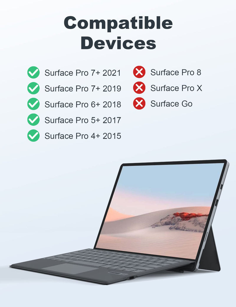 [Australia - AusPower] - Tomsenn Surface Pro 7 Keyboard, Bluetooth 5.1, 7-Color Backlit Touchpad, Compatible with Surface Pro 7/7+/6/5/4/3 