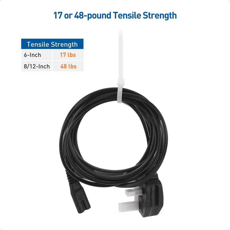 [Australia - AusPower] - Cable Matters 200-Pack Indoor and Outdoor 6, 8,12-Inch Self-Locking Nylon Zip Ties Assorted Sizes (Tie Wraps, Cable Ties, Zipties) in Black and White 