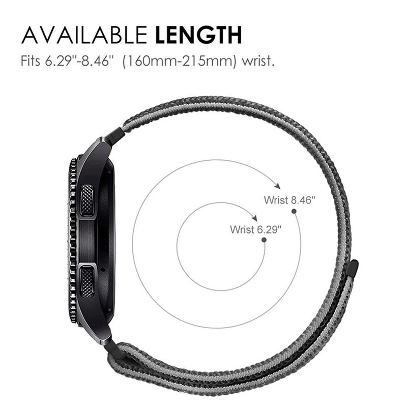 [Australia - AusPower] - Lomet 22mm Nylon Bracelet Strap Compatible with Samsung Galaxy Watch 3 45mm/Gear S3 Frontier/Classic Band, Replacement for Ticwatch Pro/Samsung Galaxy Watch 46mm Smartwatch 1-black stripe 