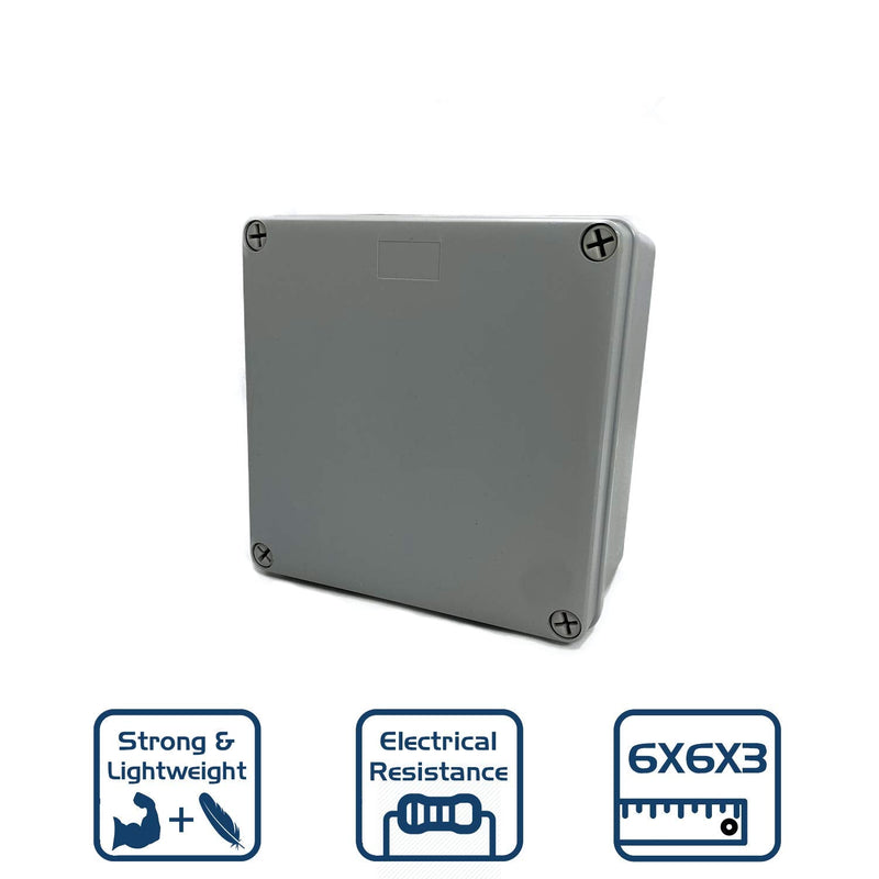 [Australia - AusPower] - DJC Supply Co. 6" x 6" x 3" Weather & Dust Proof PS Plastic Junction Conduit Box Enclosure (5.5"x5.5"x3" Interior Dimension)1 Pack 1 6" x 6" x 3" 
