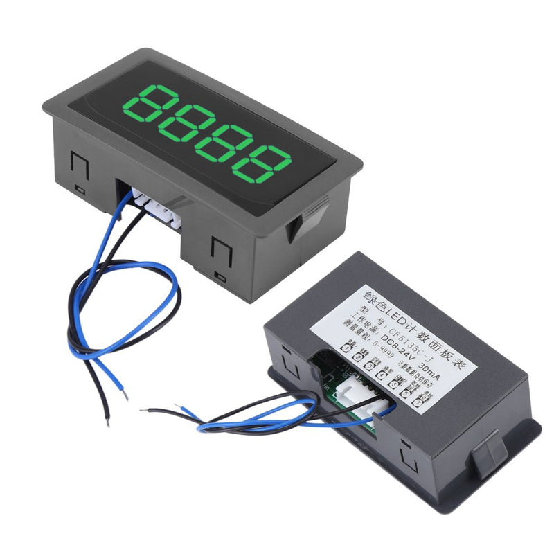[Australia - AusPower] - Digit Counter, DC 8-24V 4 Digit LED Digital Display 0-9999 Up/Down Plus/Minus Panel Counter Meter with Cable (Green) 