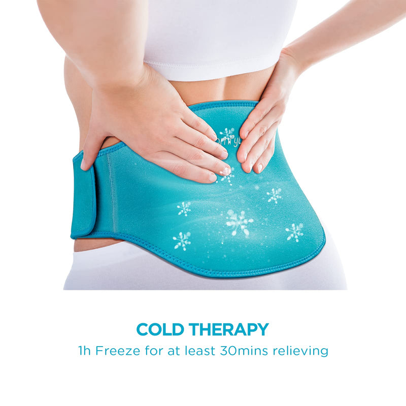 [Australia - AusPower] - Ice Pack for Back Pain Relief, Comfytemp Reusable Gel Back Ice Pack with Strap, Flexible Cold Pack Compress for Waist and Lower Back, Hot and Cold Therapy Back Wrap for Lower Lumbar, Sciatic Nerve 