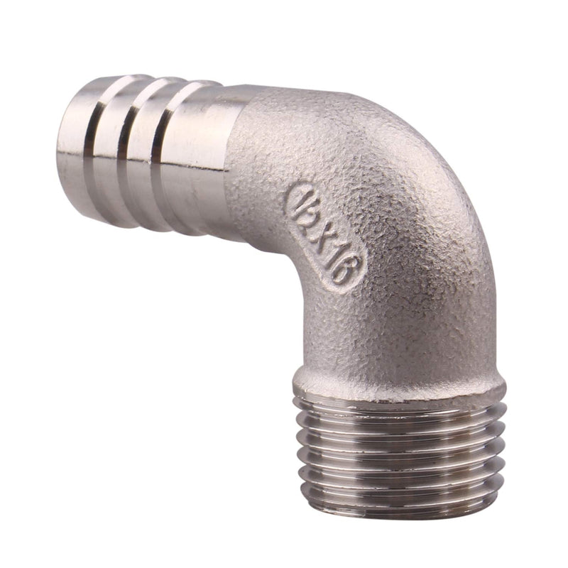 [Australia - AusPower] - DERNORD 5/8" Hose Barb x 1/2" Male NPT Stainless Steel 90 Degree Elbow- Home Brew Pipe Fitting 