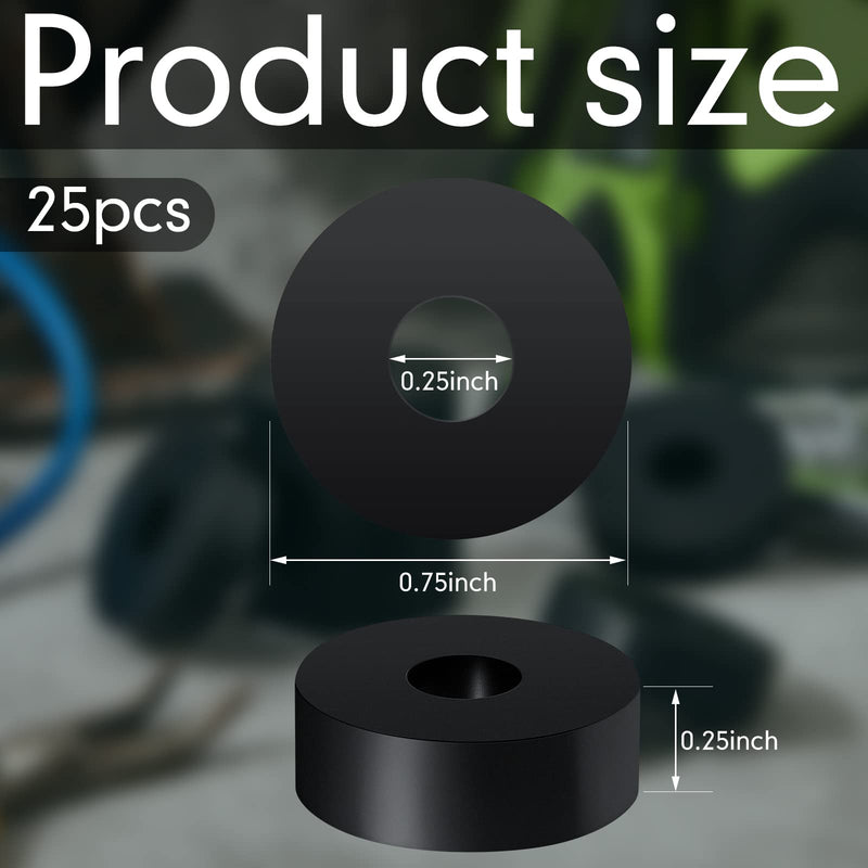 [Australia - AusPower] - Thick Rubber Washers 3/4 Inch OD x 1/4 Inch ID x 1/4 Inch Thickness Rubber Bushing Black Rubber Spacer Bushing Washers Flat Washers (25 Pack) 25 