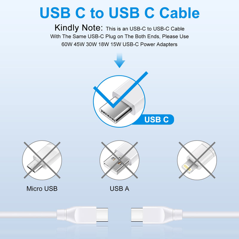[Australia - AusPower] - Samsung Charger Fast Charging Cable for Galaxy A54 S23 S22 Ultra A14 A23 A34 A24 5G A13 A12 A53 A51 A03S S21 S20 FE 5G S10 S9,60W USB C to USB C Cable Fast Charger Cord for Pixel 7 6 Pro 6A 5A 4XL white 