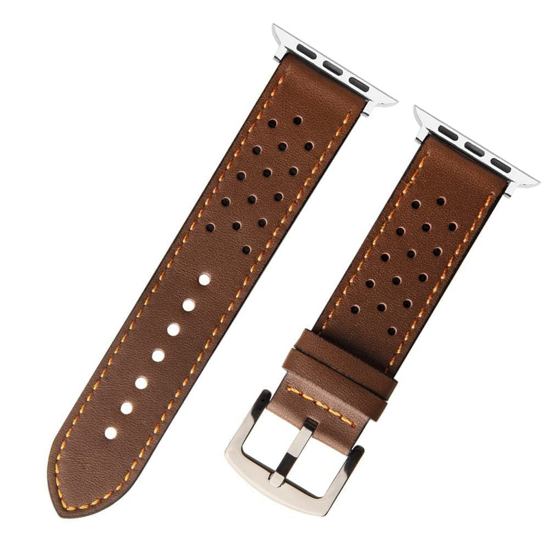 [Australia - AusPower] - Tuaeja Genuine Leather Band Compatible with Apple Watch Bands 42mm 44mm 45mm Men Women Replacement Strap for iWatch SE & Series 7/6/5/4/3/2/1 Fashion Breathable Wristbands (Retro Brown) Retro Brown 45MM/44MM/42MM 