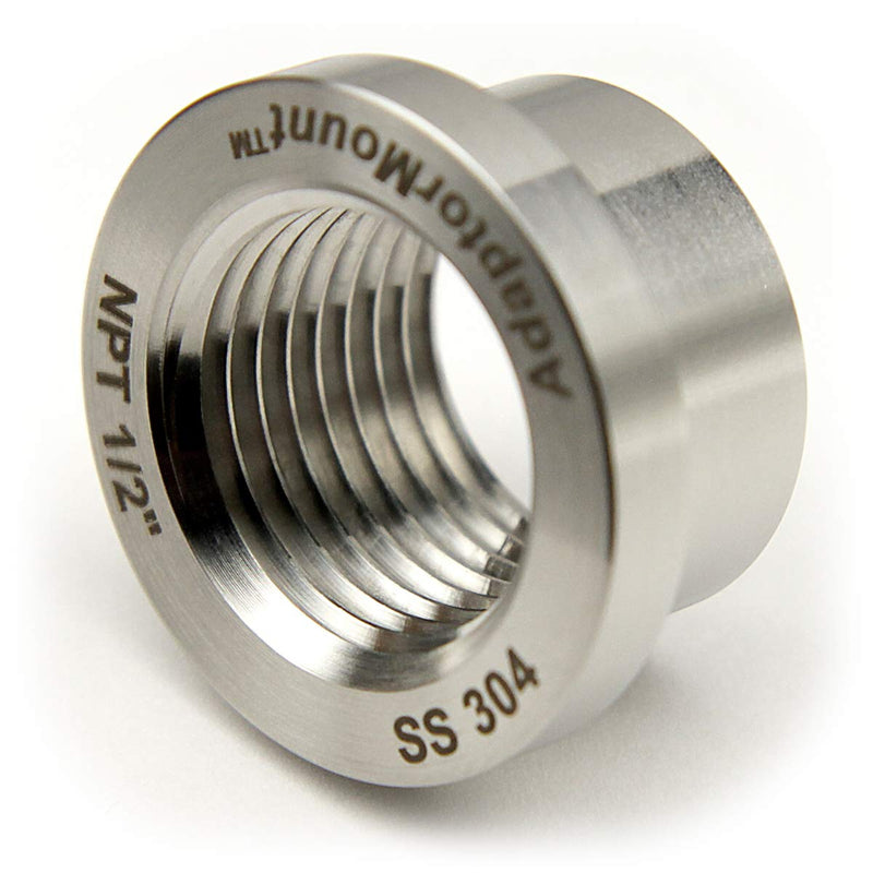 [Australia - AusPower] - 1/2" NPT Stainless Steel 304 Female Threaded Stepped Weld Bung Mounting Fitting (OD 1.0") with Top Head (OD 1.2") 