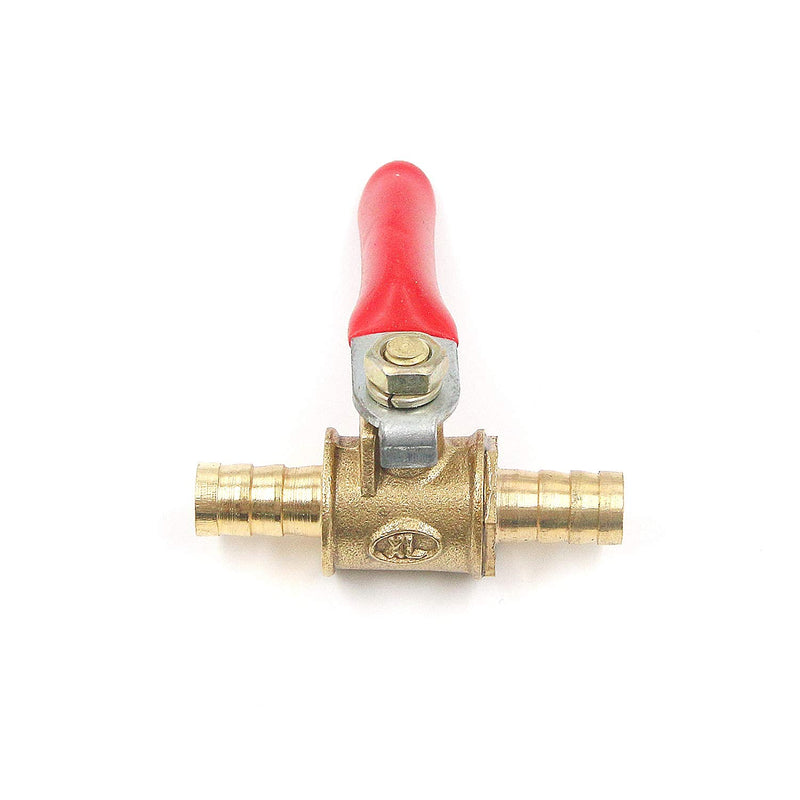 [Australia - AusPower] - Antrader 4 Pcs Forged Brass Ball Valve Mini Shut Off Switch with 180 Degree Operation Handle, 5/16" Hose Barb x 5/16" Hose Barb, Pipe Tubing Fitting 5/16" x 5/16" Regular, Red handle 