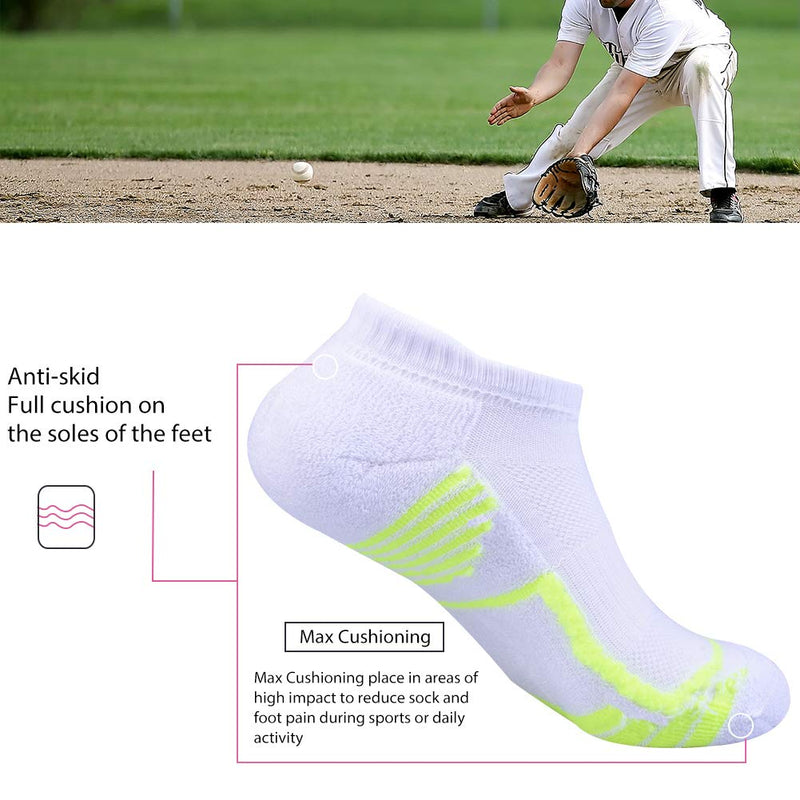 [Australia - AusPower] - Mens Ankle Athletic Low Cut Socks for Men Sports Running Cushion 6 Pack White(6 Pairs） 
