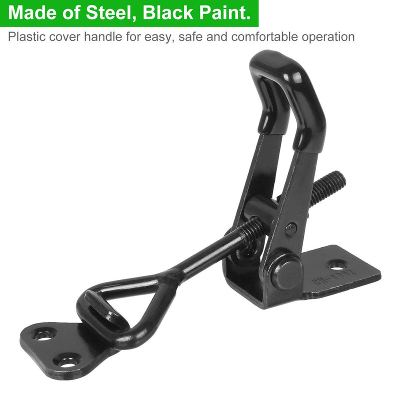 [Australia - AusPower] - 8 Pack Adjustable Toggle Clamp, 360 lbs Holding Capacity Toggle Latch Hasp Clamp GH-4001 Quick Release Pull Latch Metal Draw Latch for Door, Box Case Trunk, Smoker Door, Jig Black-8PCS 