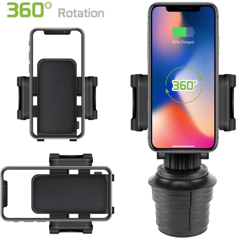 [Australia - AusPower] - Cellet 360 Adjustable Cup Holder Mount, Hands Free Automobile Cradle Compatible for Apple iPhone 13 Pro Max Mini 12 11 Pro Xs Max XR 8 Plus Galaxy S21 S20 S10 S10e S10Plus S9 Note 20 10 GPS (PH600) 
