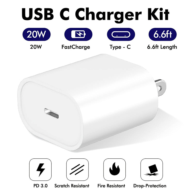 [Australia - AusPower] - [Apple MFi Certified]iPhone 13 Fast Charger,USB C Wall Charger Fast Charging 20W PD Adapter with 6.6FT Type-C to Lightning Cable Compatible with iPhone 13 12 11 Pro Max Mini XS XR X 8 Plus and More 
