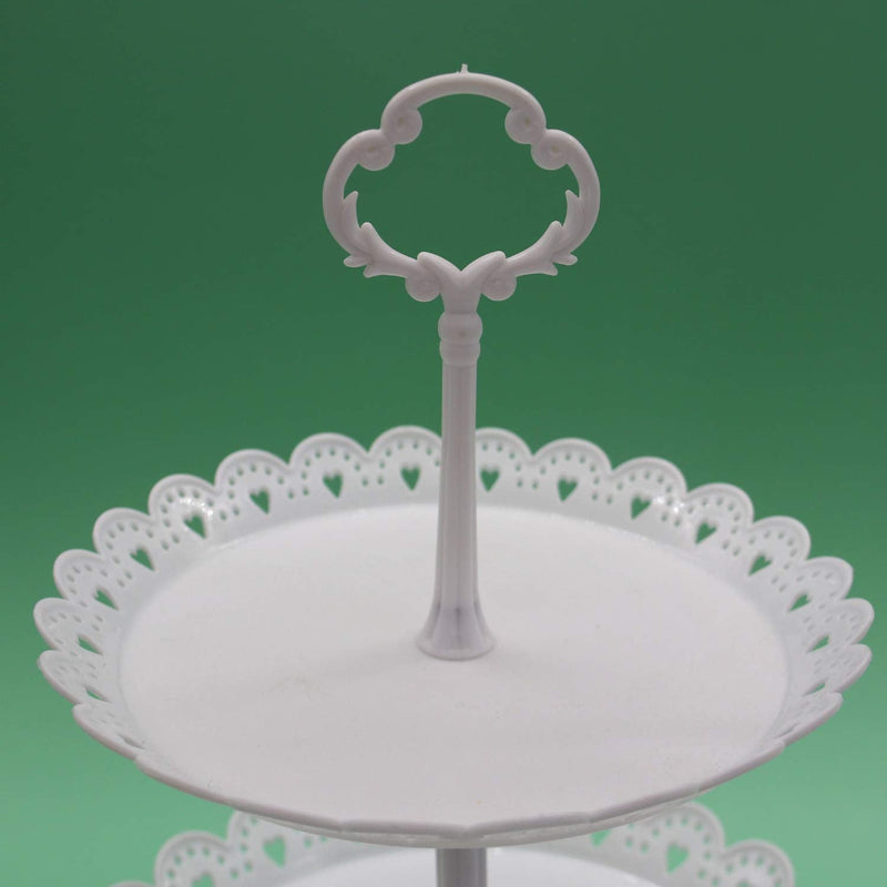[Australia - AusPower] - 2 Pcs 3-Tier Cupcake Stand Fruit Plate Cakes for Wedding Home Birthday Tea Party Serving Platter(White) White 