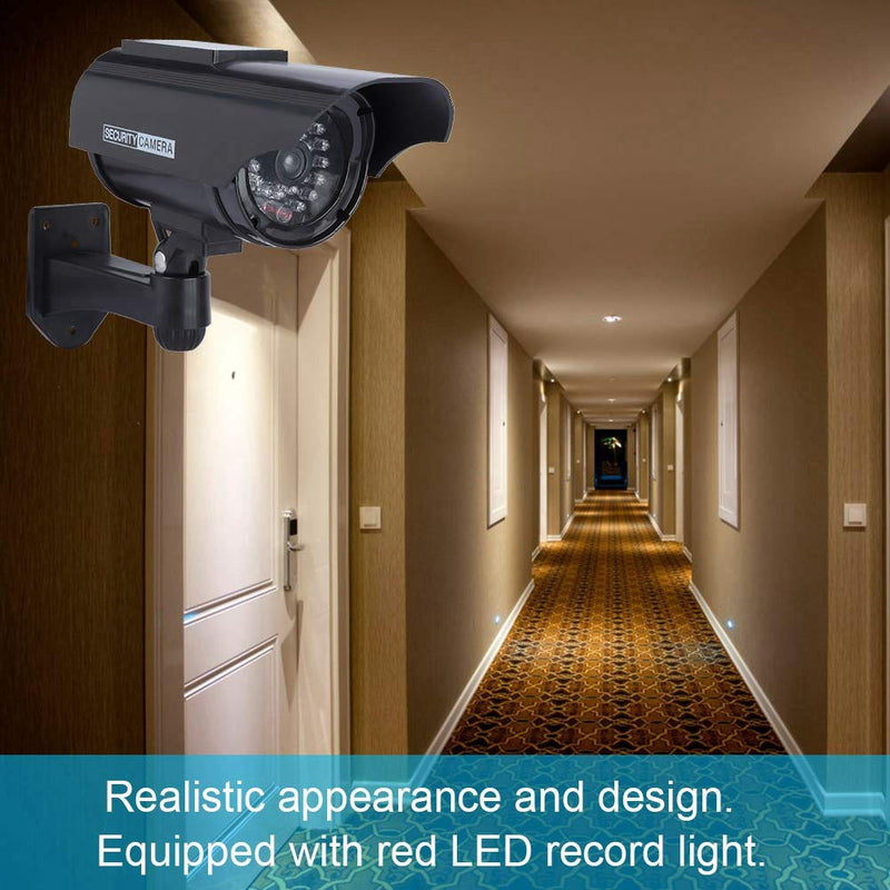 [Australia - AusPower] - Solar Powered Dummy Camera High Simulation Outdoor CCTV Surveillance Fake Camera Simulation Monitor Camera for Security(Black) 