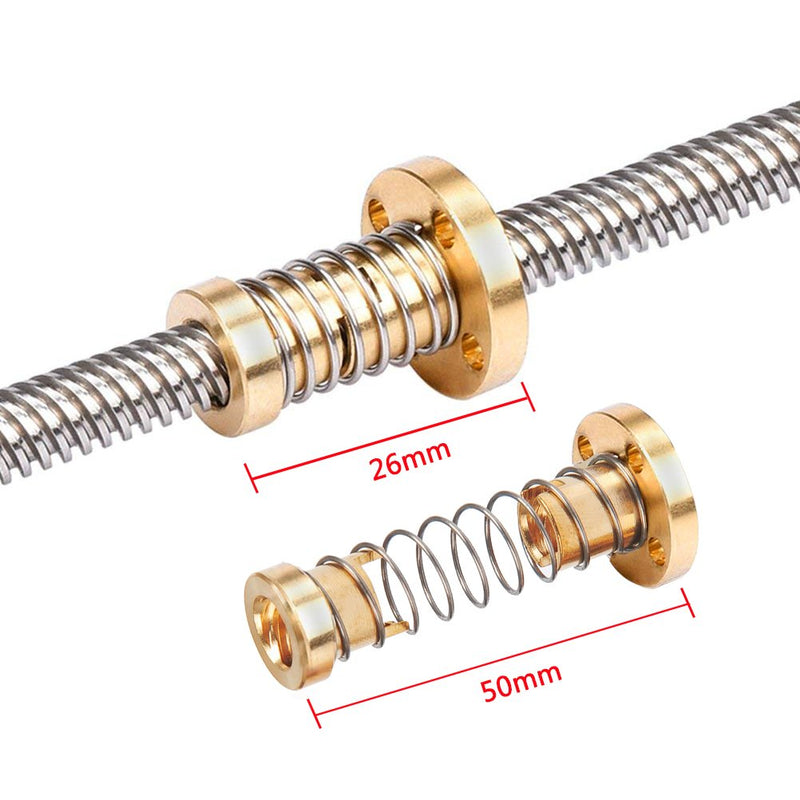 [Australia - AusPower] - YOTINO T8 Anti-Backlash Spring Loaded Nut Elimination Gap Nut for Diameter 8mm Acme Threaded Rod Lead Screws Brass Material【2PCS】 