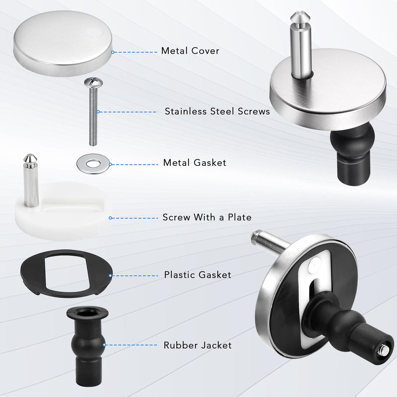 [Australia - AusPower] - Akamino 2 Full Set Toilet Seat Hinge Fixings,Quick Release Top Hinge Fixings Expanding Rubber,Toilet Seat Hinge Replacement Parts with Screws Bolts and Nuts for Home Bathroom 