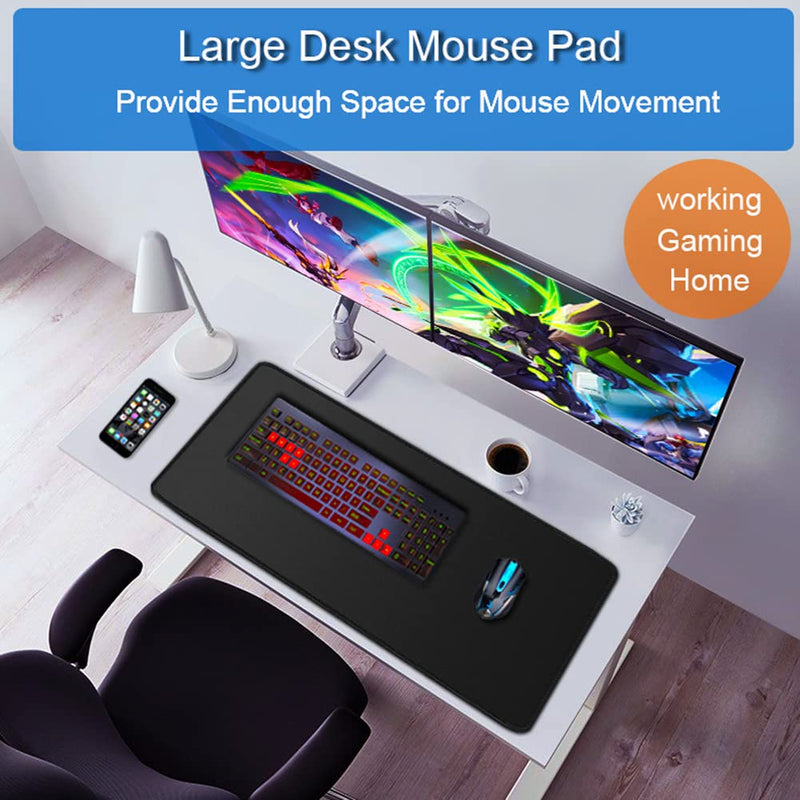 [Australia - AusPower] - Large Gaming Mouse Pad, 31.5x15.7x0.12 inch Large Extended Computer Keyboard Mouse Mat, Water Resist Non-Slip Mousepad Rubber Base Long XXL Desk Mouse Pad for Work & Gaming, Office & Home, Black 