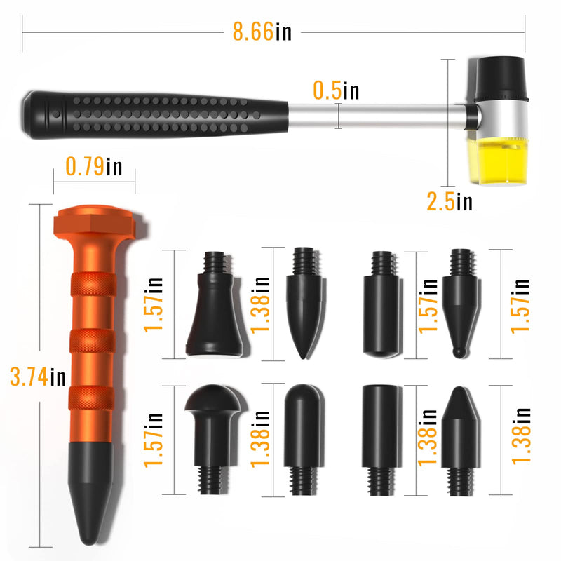 [Australia - AusPower] - HiYi 10Pcs Dent Repair Tool Kits Paintless Dent Removal Tap Down Tools Dent Rubber Hammer with 9 different shaped hammer heads for DIY dent repair on cars 10 Pcs 