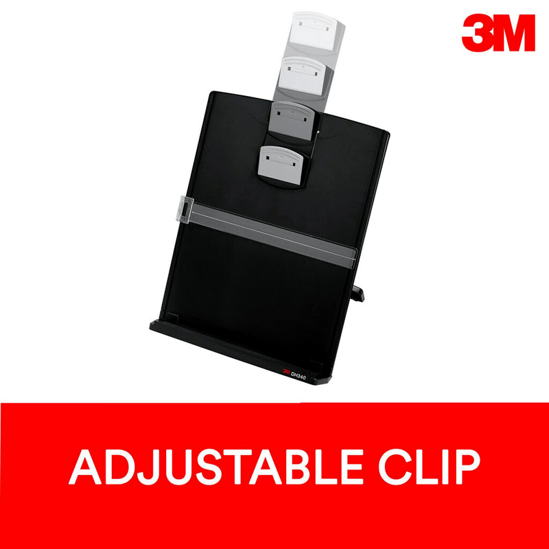 [Australia - AusPower] - 3M Desktop Document Holder Copy Holder, Adjustable Clip Holds Portrait and Landscape Documents for Easy Viewing, Bottom Ledge Has Lip to Keep up to 150 Sheets Securely in Place, Black (DH340MB) 