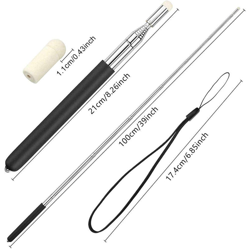 [Australia - AusPower] - VOVIGGOL Telescopic Teacher Pointer Stick with Hand Lanyard, Teaching Pointer for Classroom, Hand Pointer Extendable Pointer Stick Retractable Pointer Handheld Whiteboard Pointer (Black) Black 