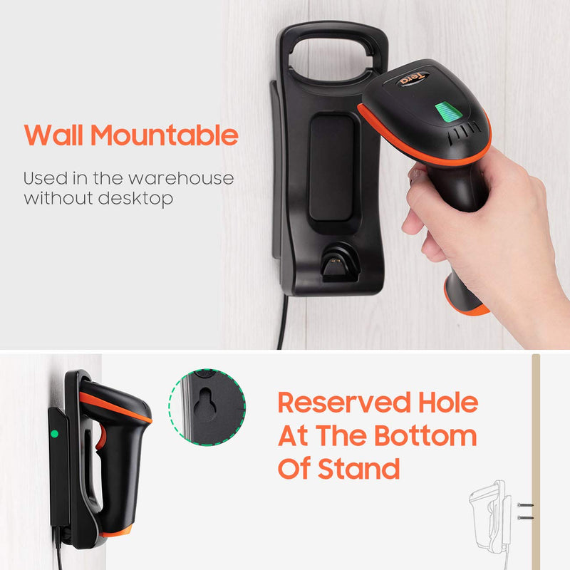 [Australia - AusPower] - Tera 2D Barcode Scanner with Adjustable Folding Stand and Charging Cradle, Wall Mountable 2.4G Wireless & USB 2.0 Wired QR Bar Code Reader with Vibration Alert Model D5100-Fold 