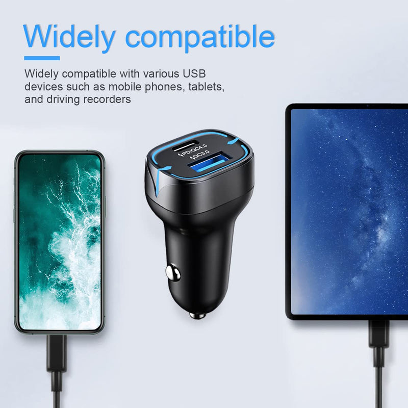 [Australia - AusPower] - Car Charger Adapter, Dual Ports 5A/52W Total PD & QC4.0 USB C Quick Charge, Fast Car Charging Compatible with 12/Pro/Pro Max, 11 Pro, Samsung Galaxy Note 8/S9/S8, Car Accessories… 