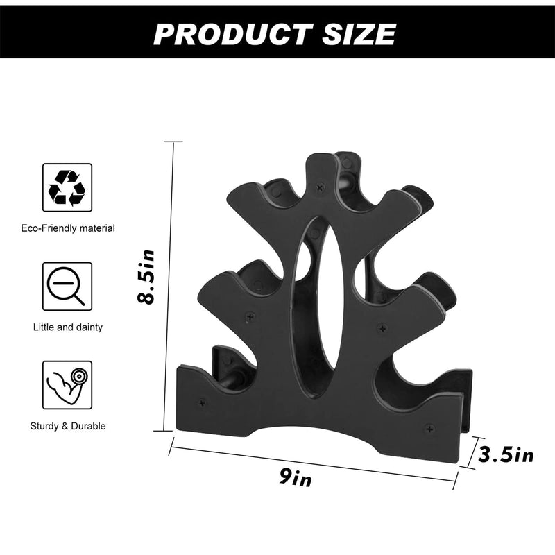 [Australia - AusPower] - portzon Dumbbell Rack - Hand Weight Set Tree - Designed to Hold Neoprene Dumbbells - One Pair Each (3lb, 5lb, 8lb) (Weights Not Included),Black 