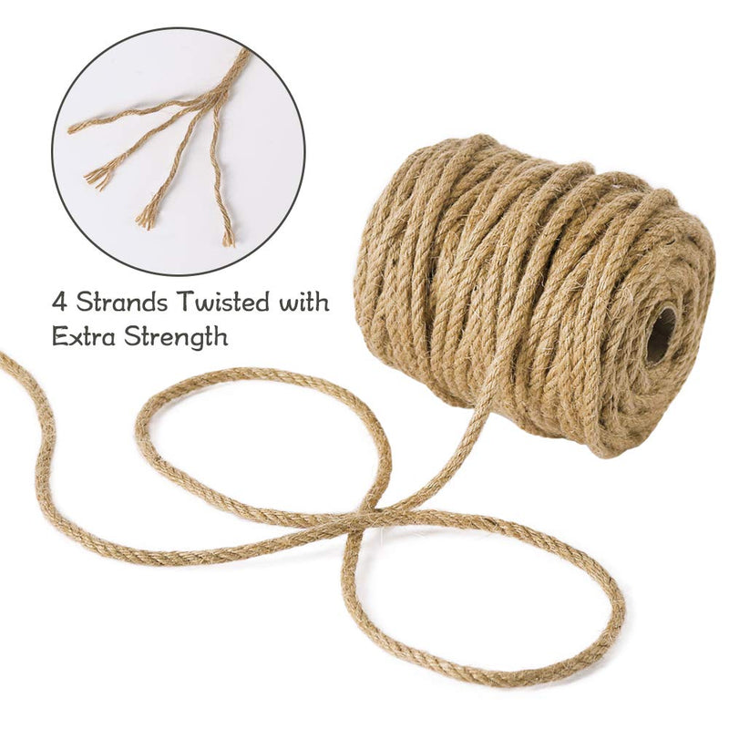 [Australia - AusPower] - Tenn Well 5mm Jute Twine, 100 Feet 4Ply Twisted Heavy Duty and Thick Twine Rope for Gardening, Crafting, Packing, Bundling and Home Decor 5mm Thick 100 Feet 