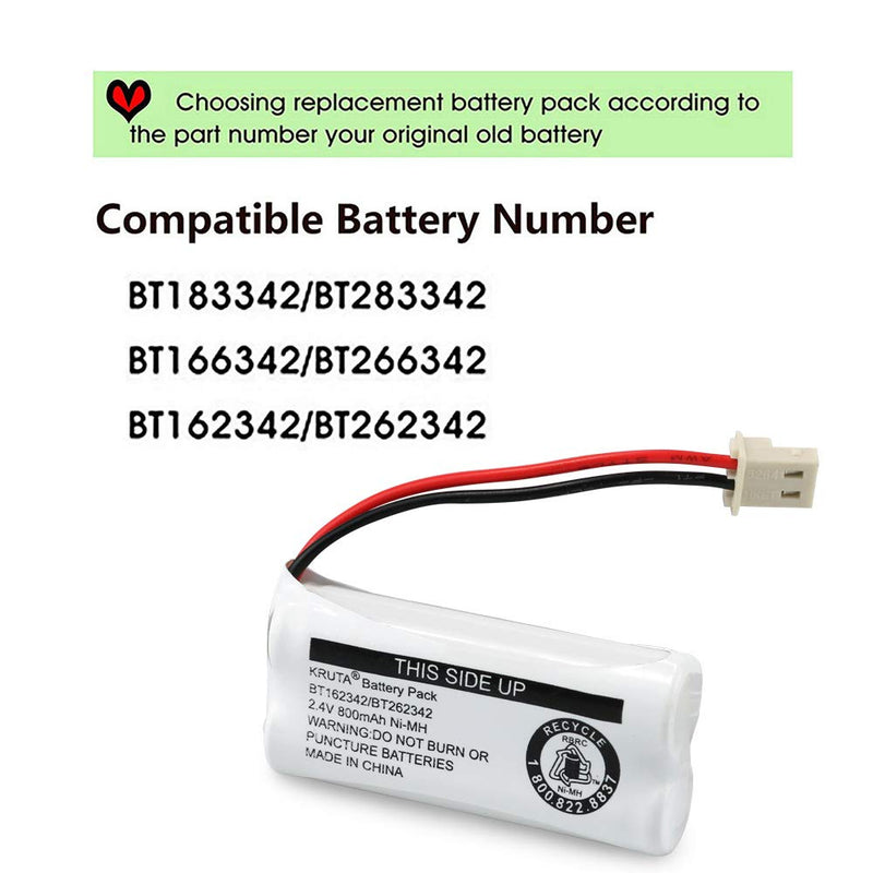 [Australia - AusPower] - BT162342 BT262342 Cordless Phone Batteries Compatible with BT183342 BT283342 BT166342 BT266342 VTech CS6114 CS6419 CS6719 at&T EL52300 CL80111 Handset Telephone (Pack of 2) Pack of 2 