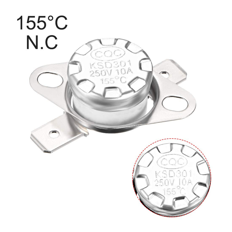 [Australia - AusPower] - uxcell KSD301 Thermostat 155°C/311°F 10A Normal Closed N.C Adjust Snap Disc Temperature Switch for Microwave,Oven,Coffee Maker 5pcs 
