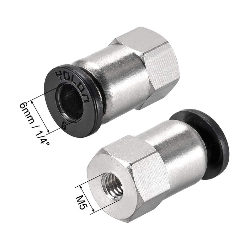 [Australia - AusPower] - uxcell Push to Connect Tube Fitting Adapter 6mm Tube OD X M5 Female Straight Pneumatic Connecter Pipe Fitting 6pcs 