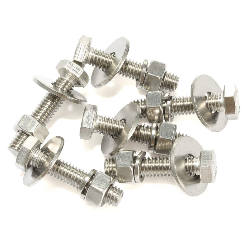 [Australia - AusPower] - 4 Sets 1/2-13 x 1-1/2" Hex Head Screws Bolts, Nuts, Extra-large and Thick Flat & Lock Washers, Fully Threaded, Stainless Steel 18-8, Bright Finish 1/2-13 x 1-1/2" (4 Sets) 