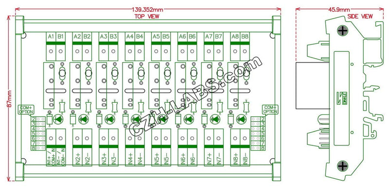 [Australia - AusPower] - Electronics-Salon DIN Rail Mount DC5V 8 Channels DC-AC 2Amp G3MB-202P Solid State Relay SSR Module Board. 