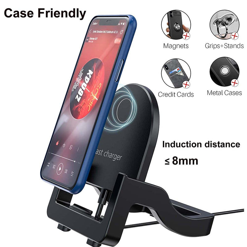 [Australia - AusPower] - 15W Fast Wireless Charging Stand, Wireless Phone Charger Compatible with iPhone 13/13 Pro/13 Pro Max/13 mini/12/12 Pro Max/12 Mini/11/X/XS Max/8 Samsung Galaxy Note S20 S10 (No AC Adapter) 