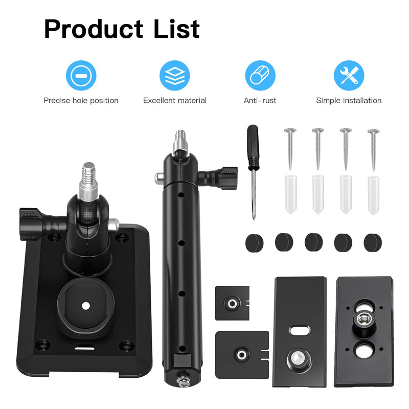 [Australia - AusPower] - HOLACA 2-in-1 Wall Mount Bracket for Ring Solar Panel, Spotlight Cam Pro/Plus and Stick Up Cam Battery/Wired Outdoor Mount Accessories for Ring Super Solar Panel (Black) Pro/Plus Black 