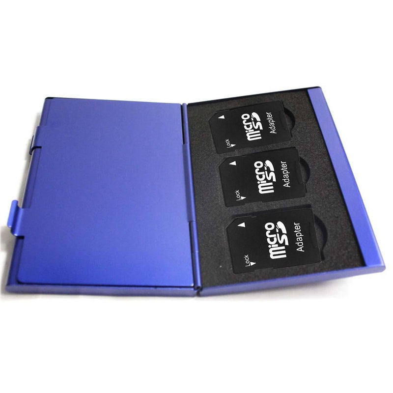 [Australia - AusPower] - 6 Slots Aluminum Memory Card Storage Box Sd Card Case Holder Carrying Case for Switch Game Cassette case NS OLED Cassette Switch lite Storage Box,Without Card [Blue Color] 
