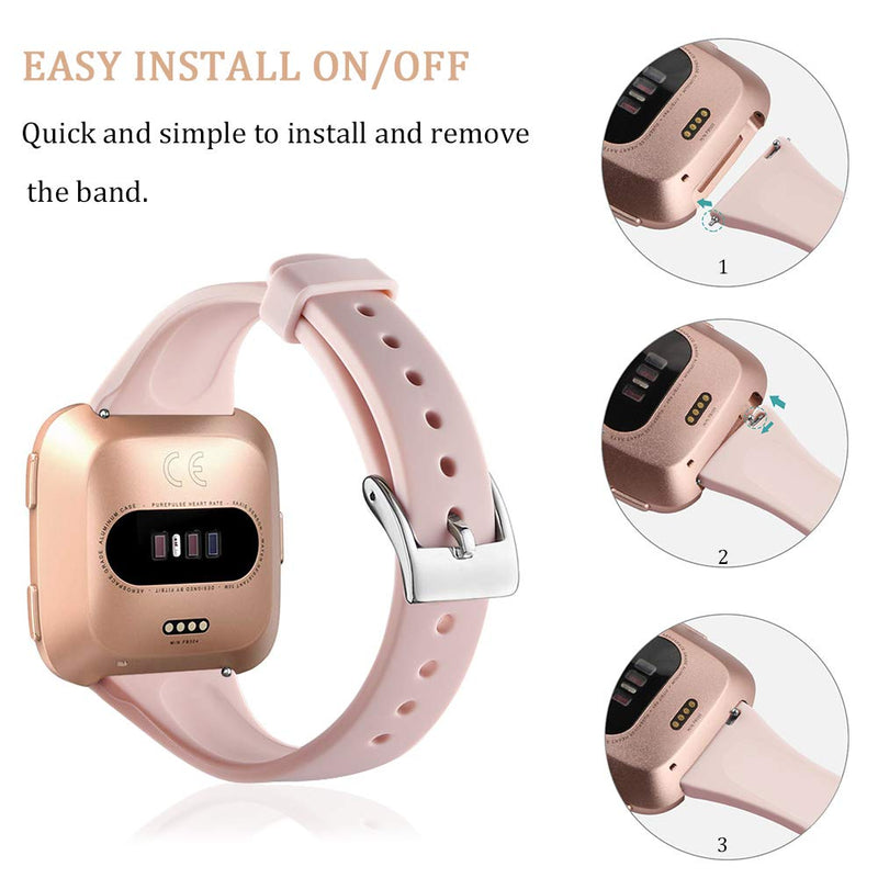 [Australia - AusPower] - OenFoto Sport Bands Compatible Fitbit Versa/Versa 2 &Versa Lite Edition, Soft Silicone Slim Thin Narrow Small Replacement Wristband Strap for Fitbit Versa Smart Watch,Women Men, Large Small Large Size: 6.3"-8.3" White 