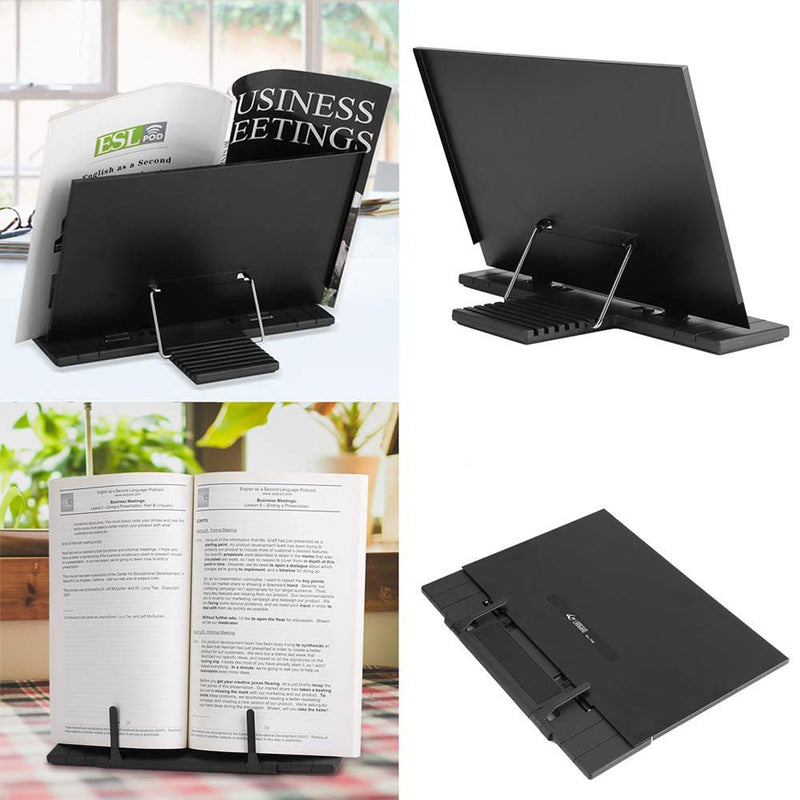 [Australia - AusPower] - Desktop Document Book Holder Laptop/iPad/Book/Document Metal Stand Holder with 7 Adjustable Positions Black 