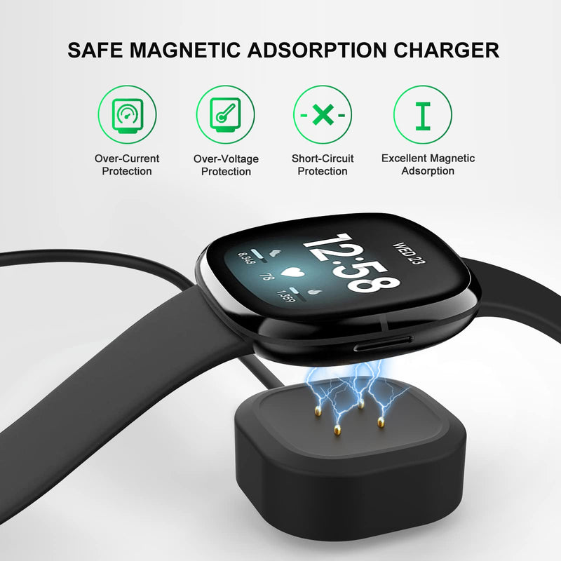 [Australia - AusPower] - 3.3Ft USB Charger Cable Compatible with Fitbit Sense Versa 3 Charger Smartwatch Magnetic Charging Power Cable 