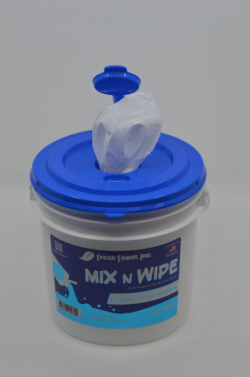 [Australia - AusPower] - Fresh Towel Dry Bucket Wipes - Make Your Own Wet Wipes with Dispenser Buckets for Cleaning - 220 Wipes - 6 inches by 9 inches per sheet - Paper Towels Bulk 