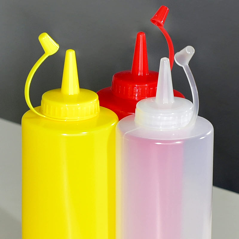[Australia - AusPower] - 3 Pack Squeeze Bottles with Caps, No Leak,Squeeze Squirt Bottle,Seasoning Sauce Dressing Condiments Squeeze Bottle Dispenser Narrow mouth(12oz/360ml each) 12oz(360ml) 