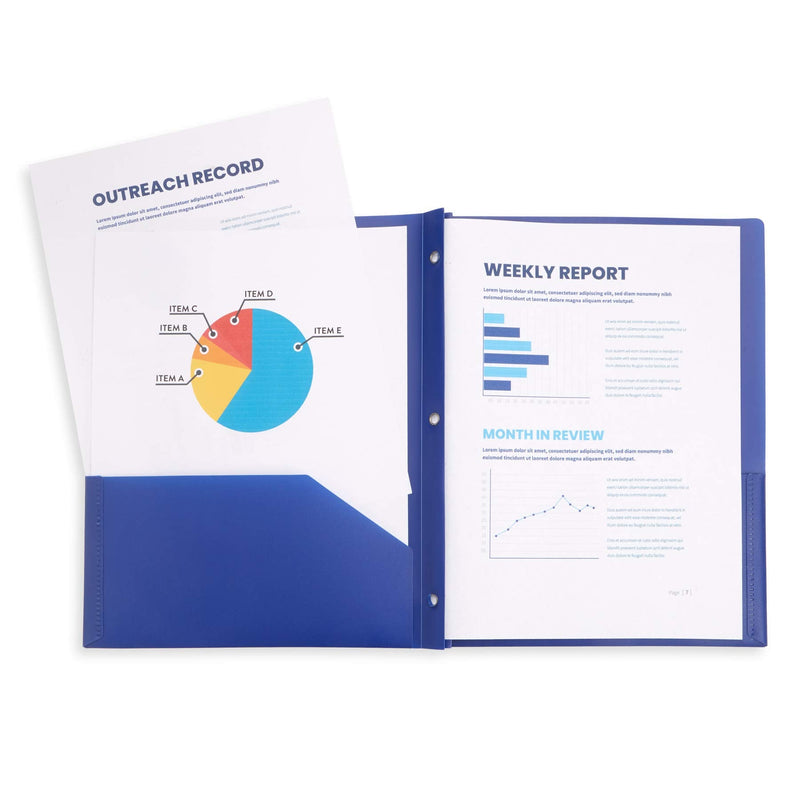 [Australia - AusPower] - 6 Pack Multicolor Plastic Two Pocket Folders with Prongs, Plastic Folders with 2 Pockets and 3 prongs, 2 Pocket Plastic Folders for School, Home, and Work, 6 Pack Plastic Folders Original Version 