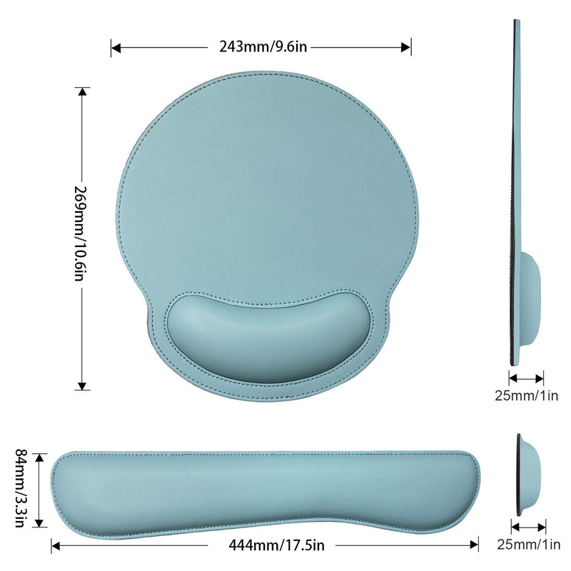 [Australia - AusPower] - Ergonomic Mouse Pad Set Keyboard Wrist Rest Pad and Mousepads with Wrist Support,iVeze Pu Leather Memory Foam Lightweight Comfortable Mouse Pads for Home Office Efficient Working, Blue 