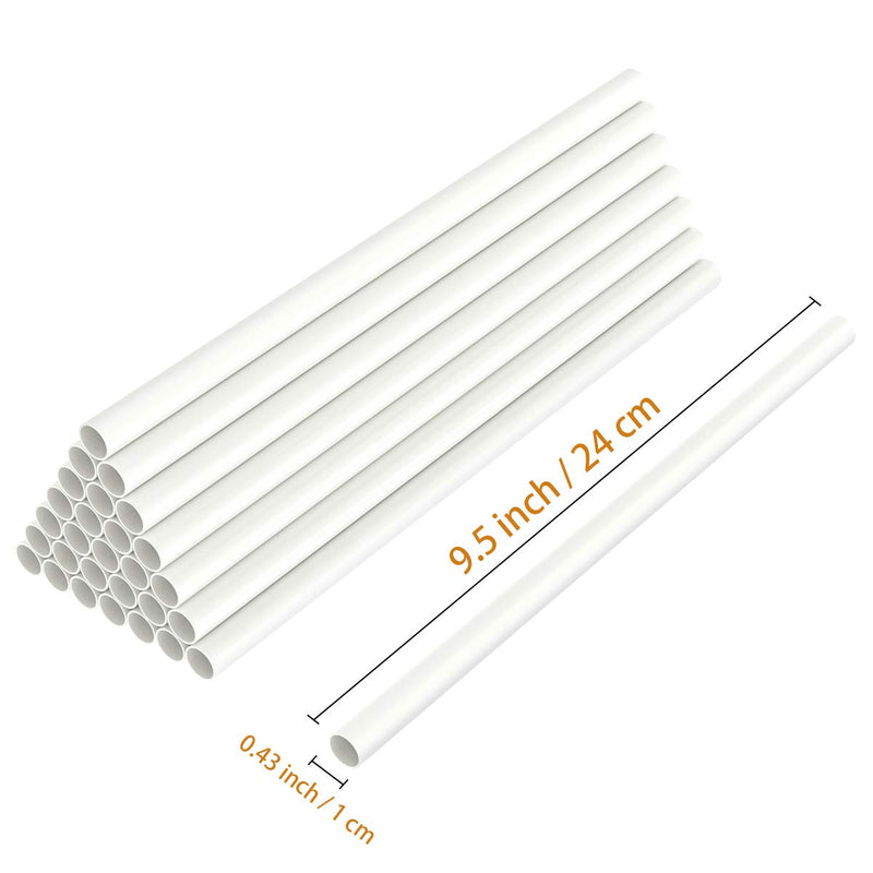 [Australia - AusPower] - White Plastic Cake Dowel Rods for Tiered Cake Construction and Stacking Supporting Cake Round Dowels Straws with 0.4 Inch Diameter (9.5 Inch) 9.5 Inch (10 PCS) 