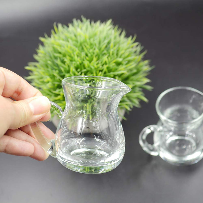 [Australia - AusPower] - DGQ Classic Glass Creamer Pitcher with Handle 4oz Pack of 2 Milk Pourer Mini Creamer for Coffee Tea Maple Syrup Serving 
