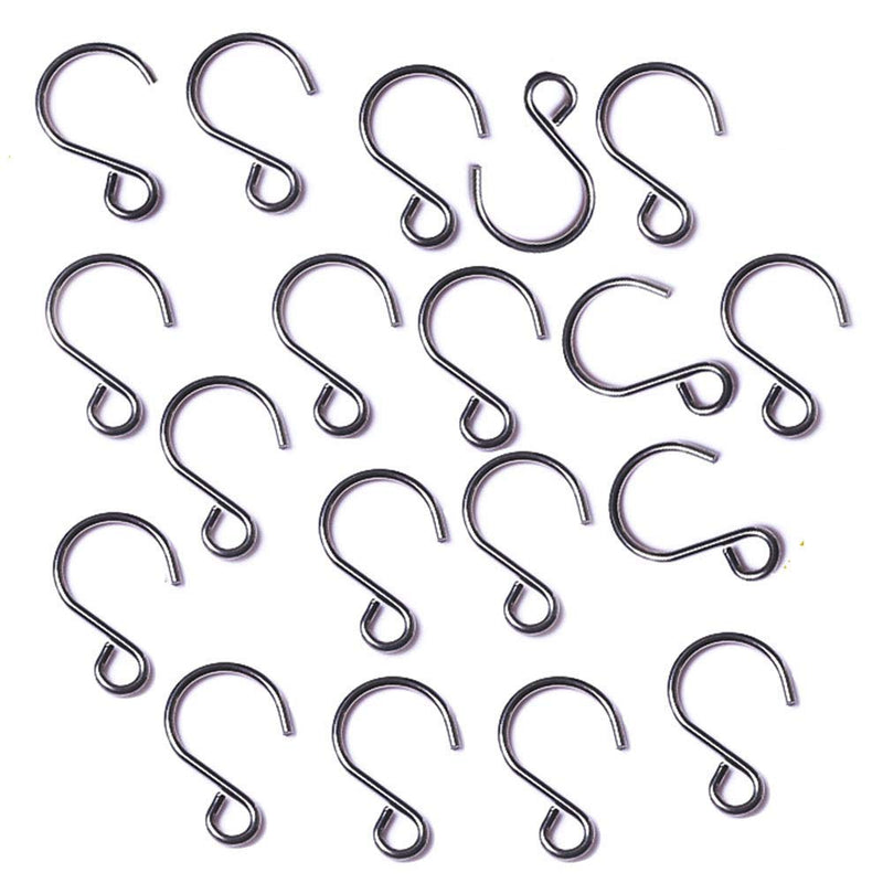 [Australia - AusPower] - [80 Pack] Crystal Bead Curtain S Shape Hook 25mm Mini Stainless Steel Wire Hook DIY Jewelry Accessories Tiny Ornament Hooks for Sun Catcher Glass Ball Chandelier Pendant Christmas Tree Baubles 25mmx15mm 